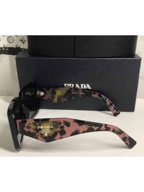 New Authentic Prada SPR23Y Symbole Square Sunglasses – Black & Pink main image 4
